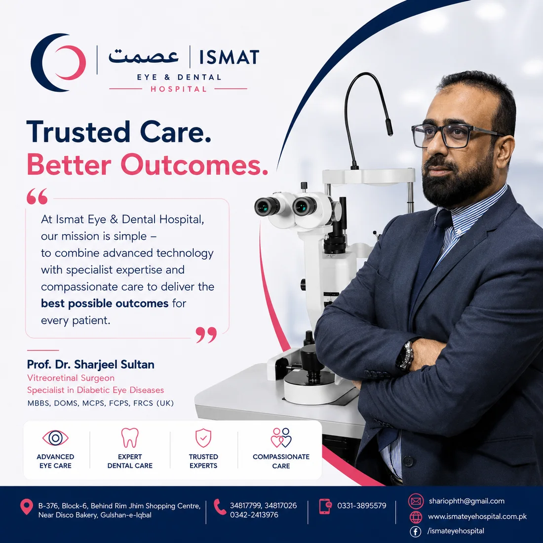 Prof. Dr. Sharjeel Sultan, vitreoretinal surgeon